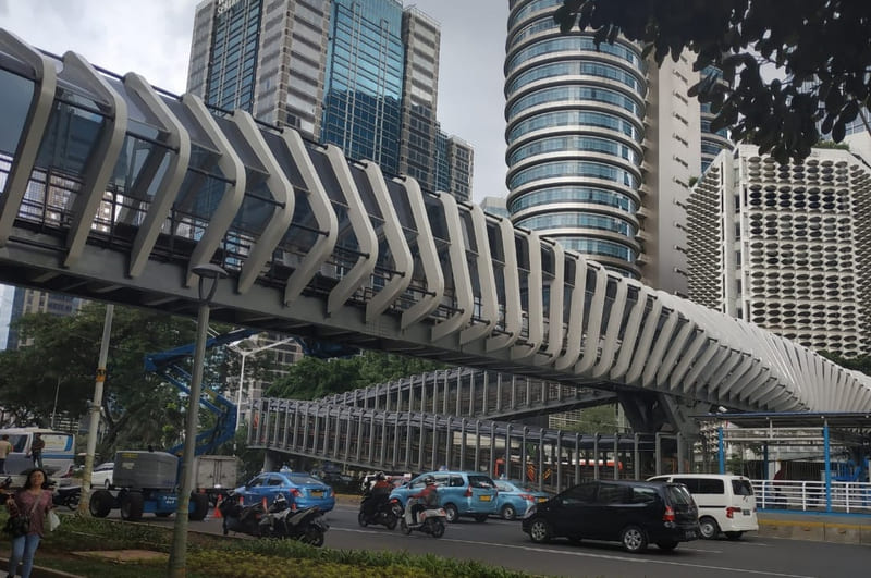 Lorong untuk Pejalan Kaki Beratap dengan Pagar Kanan Kiri TTS